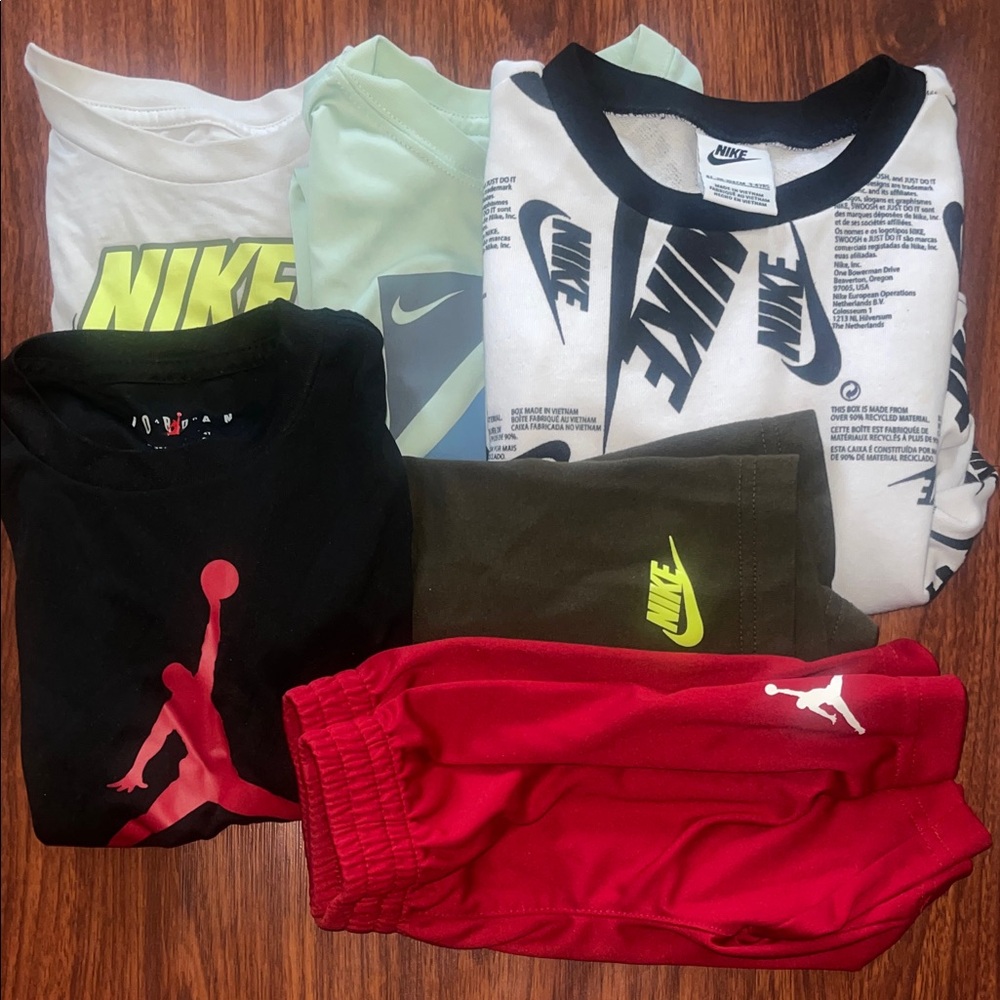 Nike Kids Multi-Pack Tee and Shorts - White, Black, Red, Olive, Mint